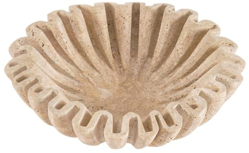 SPESHSTONES Cuenco de mármol con volantes de 8 pulgadas, hecho a mano, para encimera de cocina, cuencos festoneados decorativos grandes para comedor, centros de mesa de café y decoración del hogar