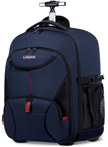 Travel Backpack with Wheels 55x36x25 cm, Rucksack on Wheels Large Wheeled Laptop Backpack Carry on Backpack with Wheels Laptop Trolley Bag on Wheels Business Hand Luggage Suitcase, Blue