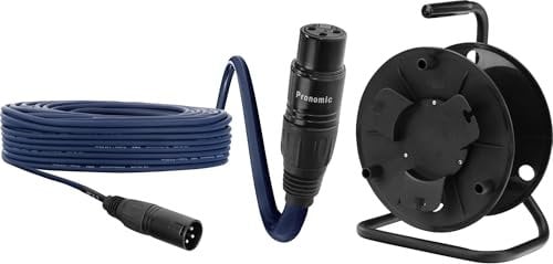 Pronomic Stage DMX3-50 DMX-Kabel 50m Set mit Kabeltrommel - Professionelles DMX-Kabel - Stecker: 3-polig XLR female - Goldkontakte für störungsfreie Übertragung - Länge: 50 m - Farbe: Blau