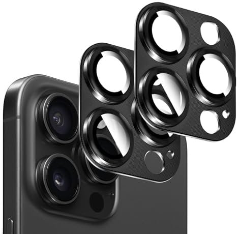 Kucheed 2PCS Camera Lens Protector for iPhone 11 Pro/iPhone 11 Pro Max, One-Piece Metal Aluminum with 3D Texture Designed Decoration, Anti-Scratch Full Protection Back Camera Cover