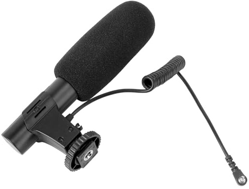 Hemobllo Dslr Camera Interview Condenser Microphone Black Plastic Mono | Cardioid Polar Pattern, 10 Sensitivity Enhancement and 200hz Low-frequency Attenuation, 1.5v Aa Batteries Not Included