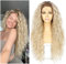 Sapphirewigs Lockige Lace Front Perücke Blond Synthetische Perücken für Frauen Mix Blond 13x3 Tägliche Tragen Party Weihnachten Halloween Hitzebeständige 26 inch
