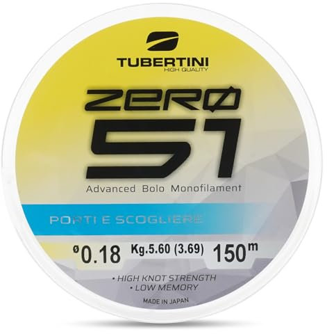 Tubertini Monofilo ZERO 51 PORTI E SCOGLIERE 150 mt - 300 mt - 1000 mt dal diametro Ø 0.14 al diametro Ø 0.20 (Ø 0.16 - kg 4,50, 300 mt)