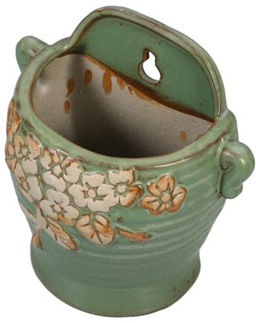 FONDOTIN Retro Ceramic Wall-mounted Flower Pot for Indoor Plants Vintage Hanging Planter for Cacti Elegant Wall Decor for Homes Offices and Gardens