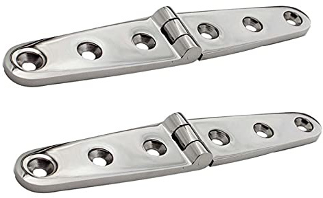 Ymnilian Scharniere,Scharniere Klappbar 2 stücke Edelstahlband Scharnier mit 6 Löchern 152mm Spiegel Polnisch Marine Boot Hardware Guss Tür Strap Scharniere