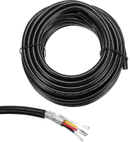 sourcing map 1 cable blindado UL2464 de 20 AWG, 5,5 m, 300 V, 4 conductores, PVC eléctrico CNC con blindaje de doble capa para electrodomésticos, cableado automotriz