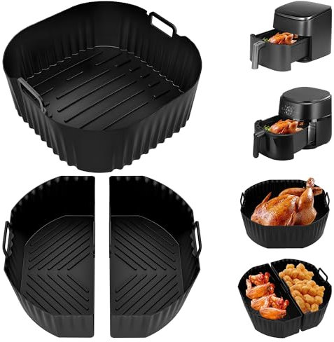 Hejo 3 Stück Silikonform Heißluftfritteuse, Airfryer Zubehör für Philips 2000 Serie 6.2L NA230, für Cosori TurboBlaze 5.5L/6L/6.2L, Wiederverwendbar Air Fryer Silikon Einsatz für Luftfriteuse