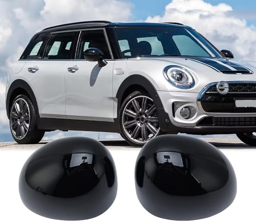 Pair Gloss Black Mirror Cover For Mini F54 F55 F56 F57 F60 2014-2019 | for Cooper S/All4/JCW/ONE, Direct Clip-on, ABS Waterproof, Car Mirror Cap Case