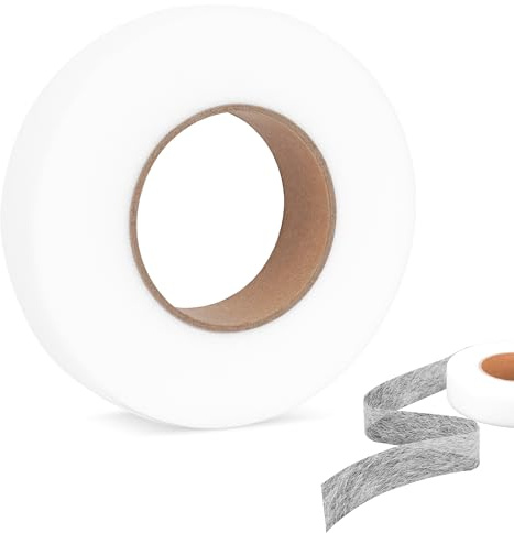 Nastro termoadesivo per tessuti, 3 cm x 64 m, nastro biadesivo per tessuti per cucito, fliselina termoadesiva per tessuti, Bianco