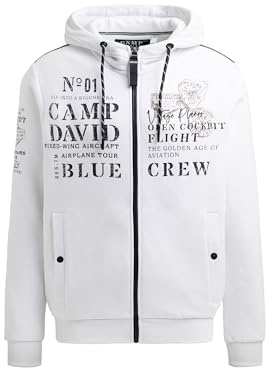 Camp David Herren Sweatjacke mit Kapuze und Logo Artworks