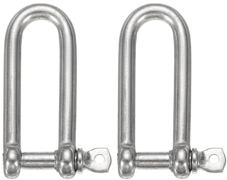 sourcing map 2 grilletes de arco de acero inoxidable, 12 mm de largo, en forma de D, grilletes de tornillo grandes para barco, velero, cadena, cierre de aparejo, joyería de paracaídas, aparejos
