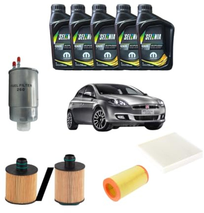 Kit tagliando compatibile con Fiat Bravo 1.6 multijet 120cv 88kw 4 filtri + 5 litri Selenia 5W30