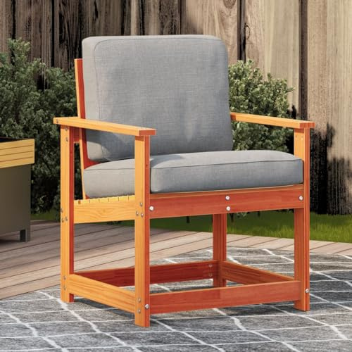 PHGTYUK Gartenstuhl aus Massivholz Kiefer in Wachsbraun 62x56x77 cm mit Armlehnen und Rückenlehne für Terrasse Garten und Balkon Latten Design Komfortabler Sessel Robuster Holzstuhl
