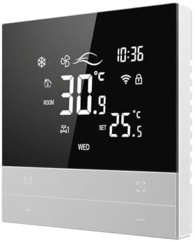 Compatibile con Tuya, WiFi Smart Aria condizionata centralizzata Termostato Interruttore Riscaldamento Freddo Ventilconvettore a 3 velocità 4 Tubi Raffreddamento e riscaldamento 2 in 1