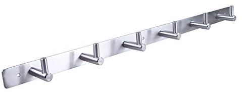 Stahlia Hakenleiste EDELSTAHL gebürstet Garderobenleiste 6x Haken (L: 460mm) Modell:JULIA Wandgarderobe mit 1/4/6/8/10 Kleiderhaken Garderobenhaken Wandhaken
