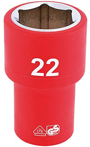 Draper 31951 1/2-Inch Square Drive Fully Insulated VDE Socket, 22 mm Size