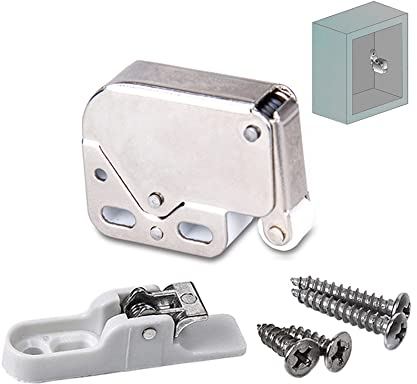 LOOTICH Mini Latch Chiavistello Cricchetto Premi Apri Caricato a Molla Mobile da Cucina Spingere Fermo Blocco Cattura Della Porta Pressione Aperto Porta Gancio Punta Tocco Premere Chiusura 15 Pezzi