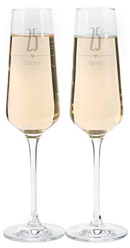 Leonardo Sektgläser zur Silbernen Hochzeit mit Gravur der Namen | Silberhochzeit-Geschenk