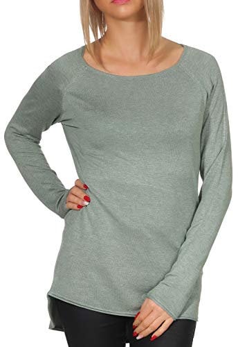 ONLY Damen Langer Feinstrick Pullover | Langarm Rundhals Knit Sweater | Stretch Jumper Locker ONLMILA, Farben:Grün, Größe:XS
