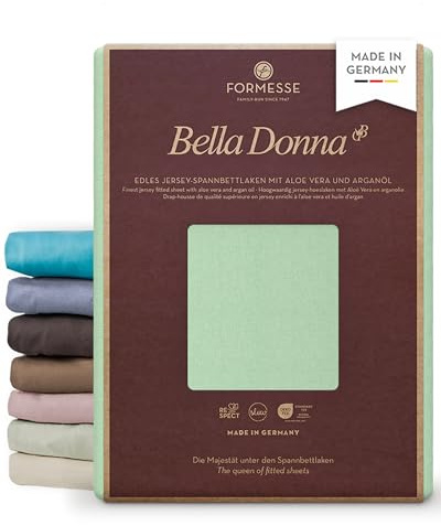 Bella Donna Jersey edles Spannbettlaken: Blickdicht, glatt, kein Pilling | FORMESSE Farbe Mint; 200x220-200x240cm, bis 30cm; 97% Baumwollzwirn, 3% Elastan; Aloe vera&Arganöl, intensive Farben