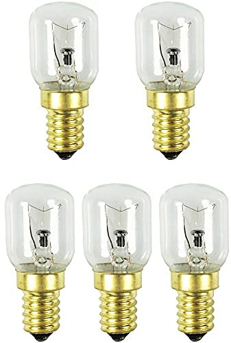 com-four® 5x lampe de four jusqu'à 300° C, ampoule de poêle blanc chaud 26W, E14, 230V, 165 lumen (05 pièces - 26W couleur or)