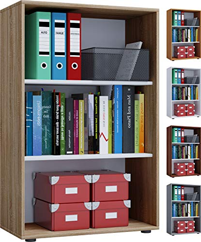 VCM Holzregal stehend | platzsparender Aktenschrank | Maße ca. B. 70 x H. 111 x T. 37 cm | Elegantes Regal stehend | Büroregal – Lona 3f