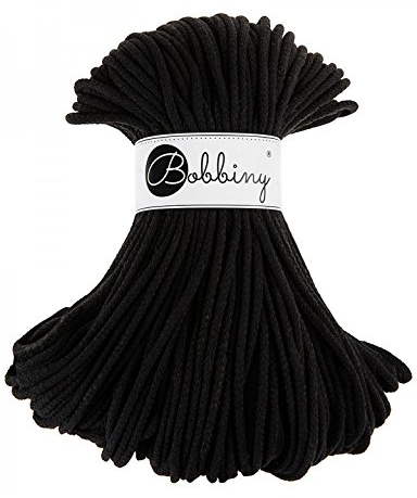 Bobbiny Premium Cords 5 mm - Rope-Garn 100 m 100% Baumwolle (Black)