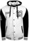 R-Neal College Jacke Herren Kapuzenpullver Collegejacke Sweatshirt College Sweater 76-1, Größe:XL, 6876-1:Weiß/Schwarz