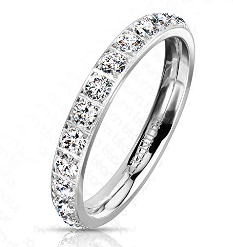 Paula & Fritz® Ring Damen Zirkonia Titan-IUM Gr. 51 (16,2) Silber Freundschaftsring Partnerring Ehering Verlobungsring Memoire-Ring Frauenring Damenring