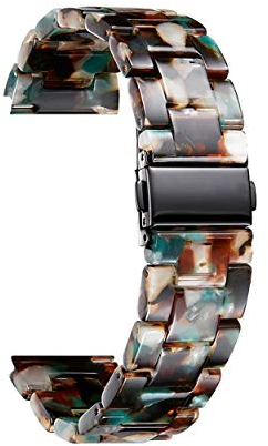 BINLUN Resin Watch Straps 12 14 16 18 20 22 mm for Women Replacement Watch Band 14 Colors Quick Release Wrist Strap Smart Watch Bracelets, Oil Painting Green,22mm