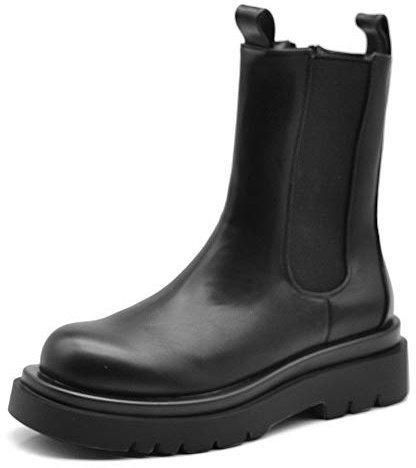 IF Fashion Stivali Stivaletti Anfibi Scarpe Chelsea da Donna Platform Elastico Suola Carrarmato 86-2 Nero N.41