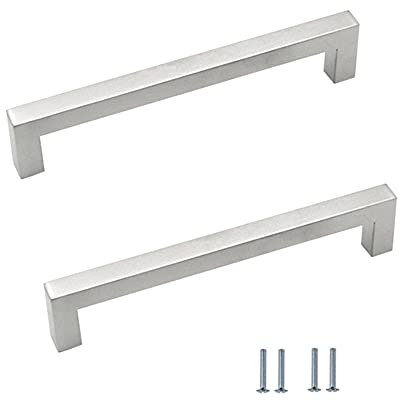 ANSIEDIO 2 Pack Cabinet Handles Stainless Steel Cupboard Handles Silver Kitchen Door Handles Furniture Drawer Knobs (Hole Center 160mm)