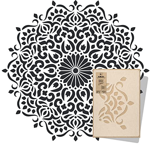 NAKLEO Mandala Large Painting Stencil Diameter 240 cm, Oriental Circle Mandala Geometric Ornament, Reusable Plastic Template DIY Art and Craft, Wall Floor Wood Fabric Furniture