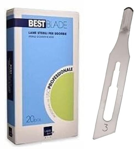 Best Blade Sgorbie mis. 3 mm Lame Per Podologia conf. 20 pz. Monouso Professionale Estetica Pedicure Calli Piccoli e Grandi Sgorbie Sterili Misura 3mm.