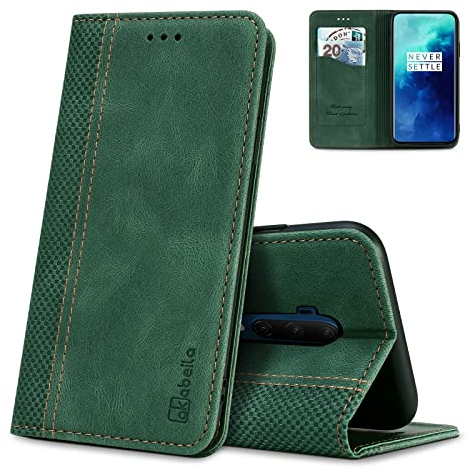 AKABEILA Hülle für OnePlus 7T Pro Handyhülle Leder Flip Case Ständer PU Brieftasche Schutzhülle Klapphülle Tasche Case mit [Kartenfach] [Standfunktion] [Magnetisch]