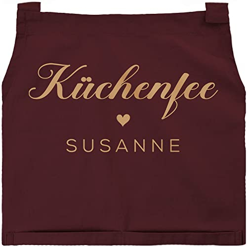 SpecialMe® Kochschürze Backschürze Damen Küchenfee personalisierte Schürze für Frauen mit Namen Herz bordeauxrot unisize
