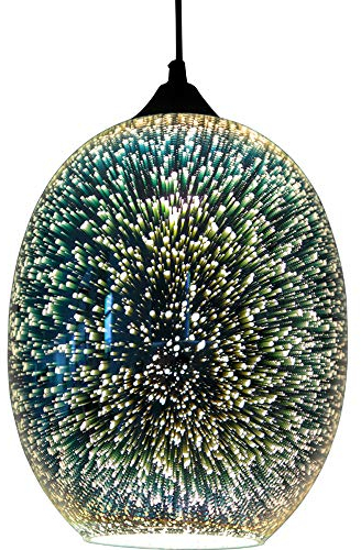 SanBouSi 3D Glas Bunte Hängeleuchte Pendelleuchte Vintage LED Kronleuchter Hängelampe Glas Feuerwerk Lampenschirm Bunt E27 Deckenlampen Modern Licht Beleuchtung