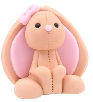 Edible Brown Bunny Cake Toppers - 3D Sugar Fondant Animal Figure - Kids Birthday Decorations - Handmade Present (bunny)
