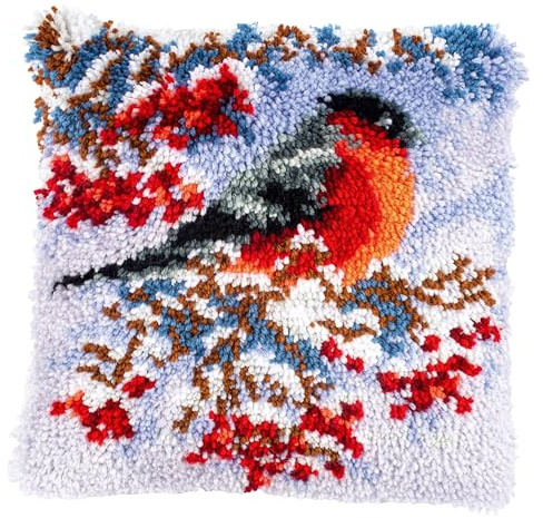 Vervaco Kit Coussin au Point noué Bouvreuil en Hiver