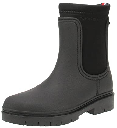 Tommy Hilfiger Stivale da Pioggia alla, Rainboot Donna, Nero, 36 EU