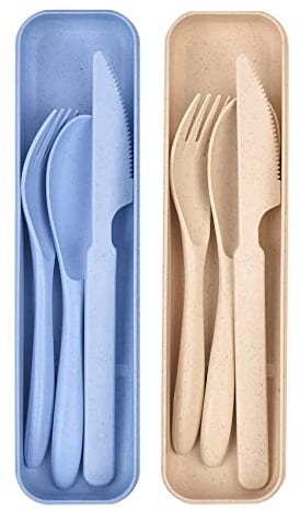 Posate Da Viaggio, 2 Set Di Posate In Plastica Riutilizzabili, Coltelli, Forchette, Cucchiai, Posate Campeggio Portatili Set Posate Da Viaggio Kit Posate Da Viaggio