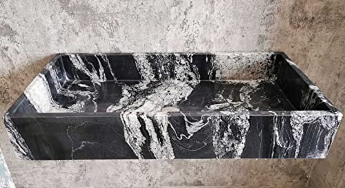 Lavabo à poser rectangulaire en granit noir mesure 90 x 45 cm VRAIES PHOTOS DE lavabo de salle de bain évier évier de salle de bain