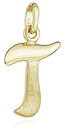 NKlaus Kettenanhänger Buchstabe T 333 Gelb Gold 8 Kt teilmatt 15x10mm Alphabet Amulett 13312