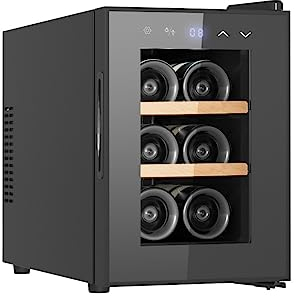 Vinata Réfrigérateur à vin Sena - Porte en verre pleine noire - 6 bouteilles