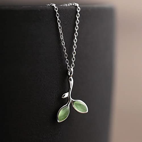 Halskette Anhänger Schöne grüne Blätter Schmuck Wald Baum Zweig offenen Ring Halskette Geschenke zum Geburtstag