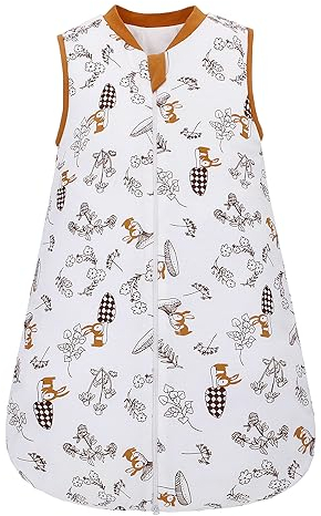 Baby-Schlafsack mit Reißverschluss, 100% Baumwolle für Winter ärmellos Wickeldecke, Schlafsack, warmer Schlafanzug (Hasenpilz, S)