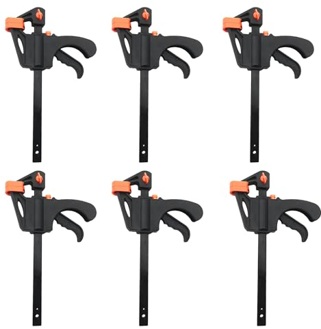 6 morsetti per la lavorazione del legno da 4 pollici, pinza per aste a cricchetto, morsetto a forma di F, morsetto a molla a sgancio rapido, scatto a cricchetto, morsetti per legno a mano, adatti per