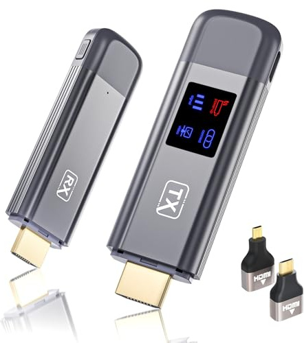 TTQ Wireless HDMI Transmitter and Receiver, Wireless HDMI Extender, 4K Decode 1080P Output, Metal Housing, LED Display, 100FT Range, 2.4G&5G, for PC/Camera/HDTV/Projector/TV Box