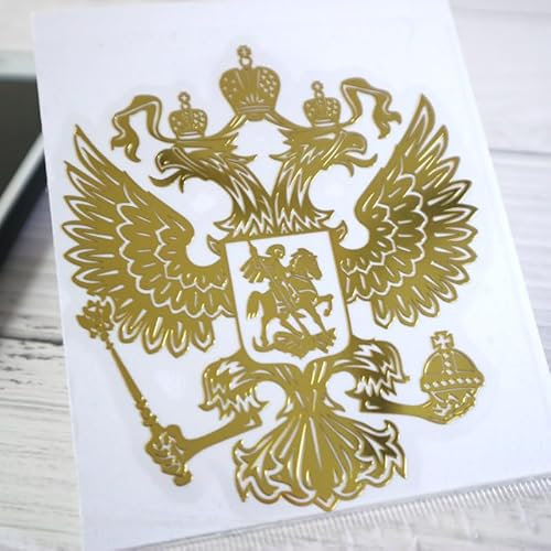 AeRko Coat of Arms of Russia Nickel Metal Car Stickers Decals Russian Federation Eagle Emblem for Car Styling (Color : A, Size : 5.2x6 cm)