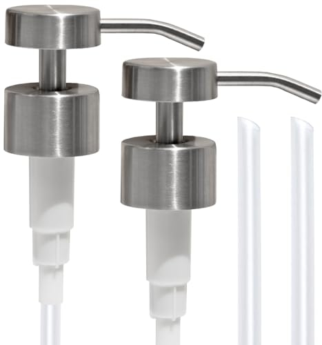 Verute Seifenspenderpumpe | Edelstahl-Ersatz | langlebig, rostfrei | für Glas- und Kunststoffflaschen (2 x gebürstete Silber-Pumpen)